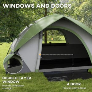 Outsunny 4-5 Man Tent with Sewn-in Groundsheet