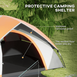 Outsunny Family Tent 4-5 Man Grey and Orange