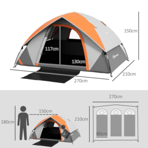 Outsunny Family Tent 4-5 Man Grey and Orange