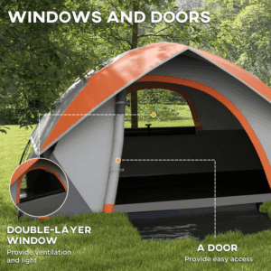 Outsunny Family Tent 4-5 Man Grey and Orange