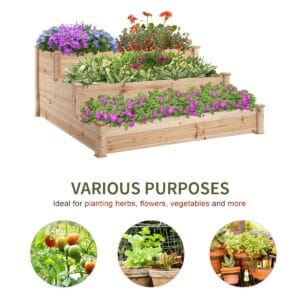 Outsunny Wooden Raised Planter 3-Tier