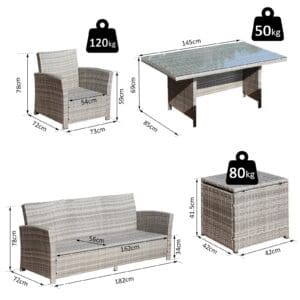 Outsunny 6pc Rattan Dining Set