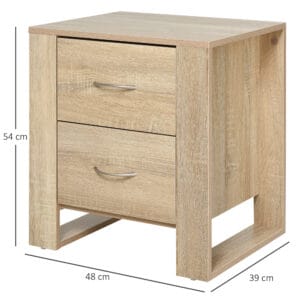 Homcom Bedside Table Particle Board 2-Draws