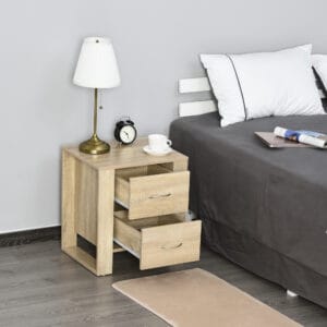Homcom Bedside Table Particle Board 2-Draws
