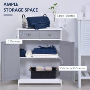 kleankin 2-Drawer Bathroom Cabinet Grey