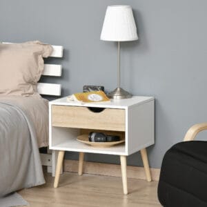 Homcom Bedside Table w/ Drawer and Shelf