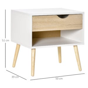 Homcom Bedside Table w/ Drawer and Shelf