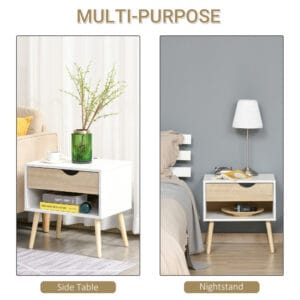 Homcom Bedside Table w/ Drawer and Shelf