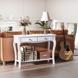 Homcom Console Table Ivory White