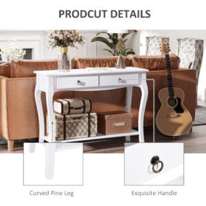 Homcom Console Table Ivory White