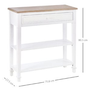 Homcom Console Table Wide Drawer White