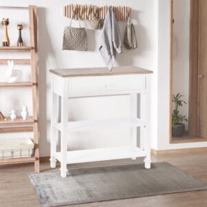 Homcom Console Table Wide Drawer White