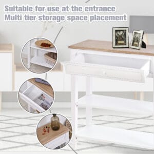 Homcom Console Table Wide Drawer White