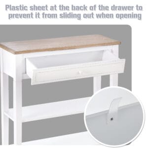 Homcom Console Table Wide Drawer White