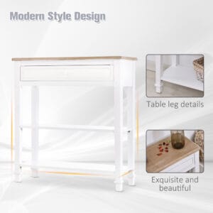 Homcom Console Table Wide Drawer White