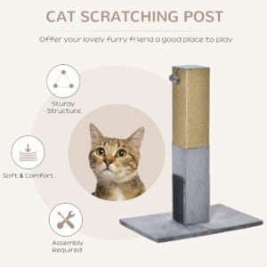 Pawhut Cat Scratching Post 79cm Grey