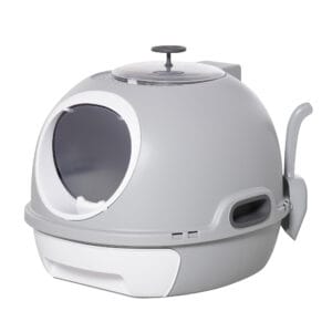 Pawhut Cat Litter Box w/ Litter Scoop Grey