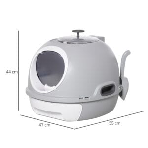 Pawhut Cat Litter Box w/ Litter Scoop Grey