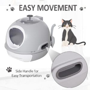 Pawhut Cat Litter Box w/ Litter Scoop Grey