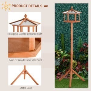 PawHut Wooden Bird Table Feeder