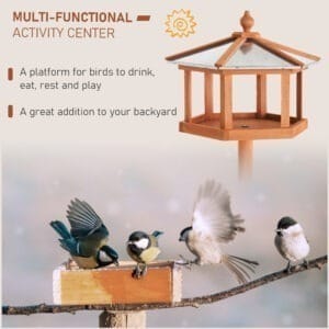 PawHut Wooden Bird Table Feeder