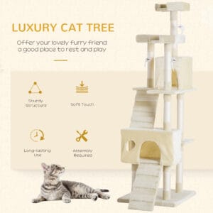 Pawhut Cat Tree Condo Scratcher Post Ladder
