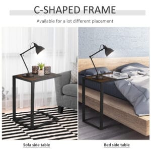 Homcom Side Table Steel Frame C-Shaped