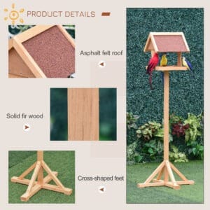 Pawhut Wooden Bird Feeder Stand