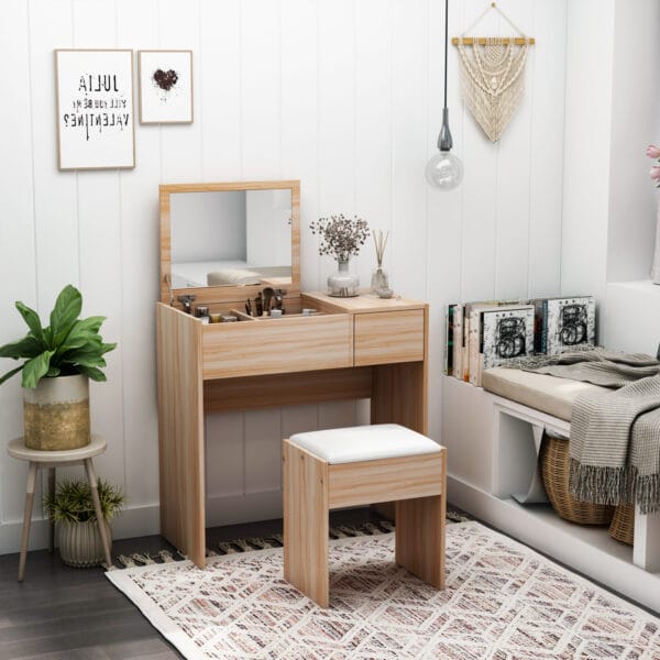 Homcom Dressing Table w/ Padded Stool
