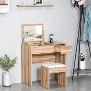 Homcom Dressing Table w/ Padded Stool