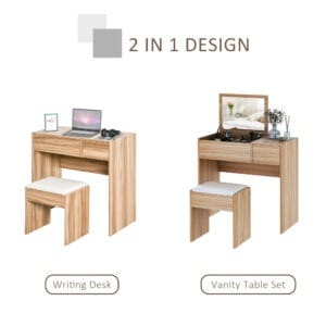 Homcom Dressing Table w/ Padded Stool