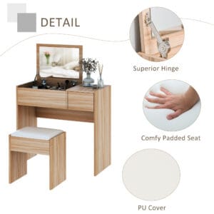 Homcom Dressing Table w/ Padded Stool