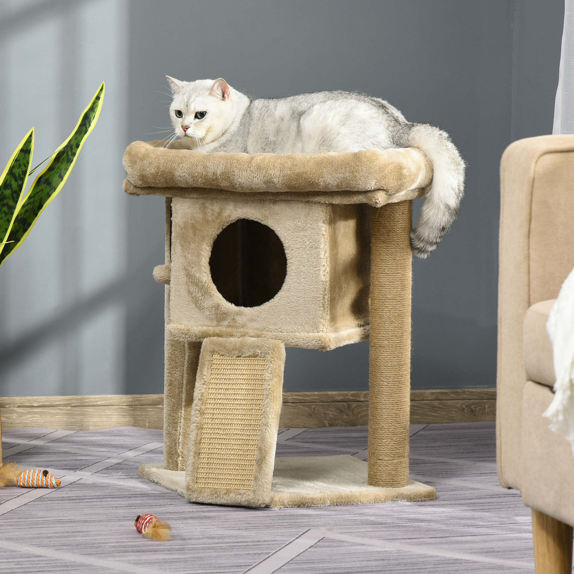 PawHut Cat Tree Tower With Jute Scratching Pad PawHut Cat Tree Tower With Jute Scratching Pad