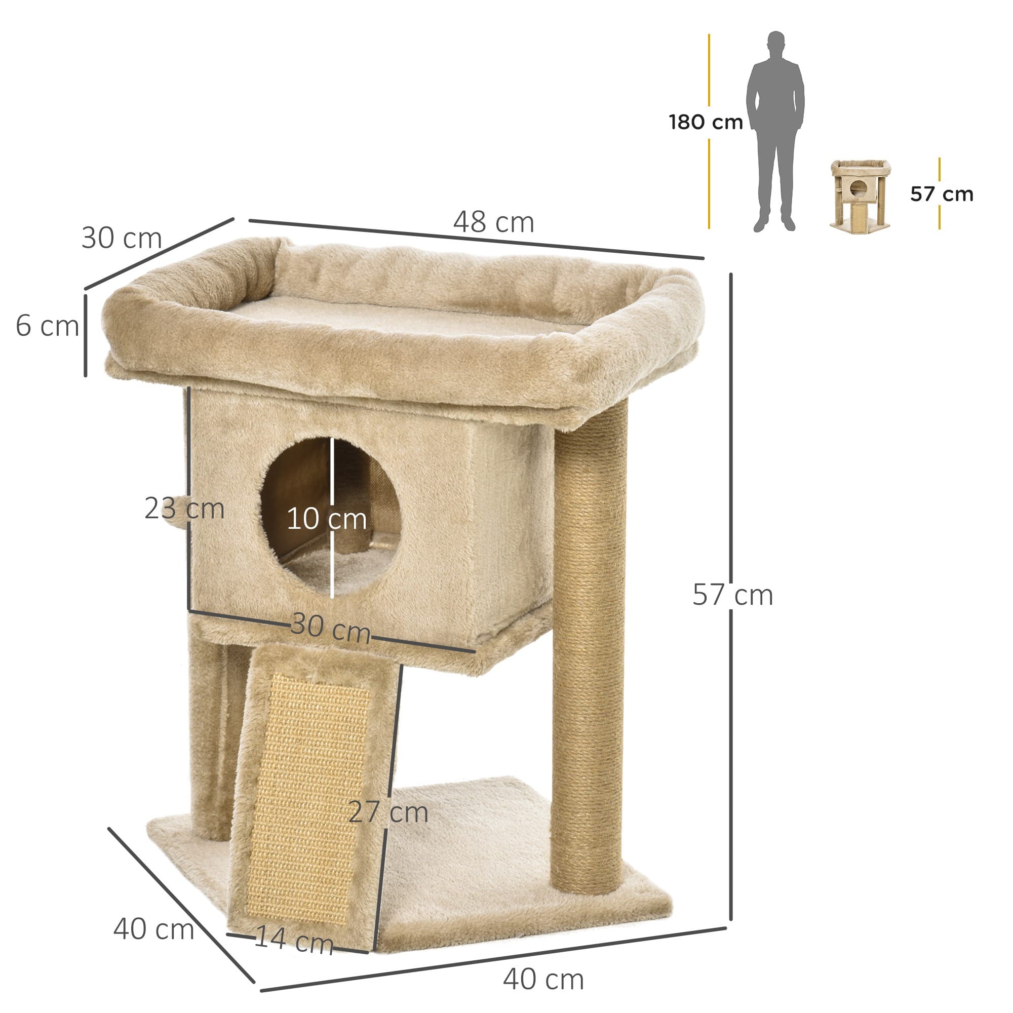 PawHut Cat Tree Tower With Jute Scratching Pad PawHut Cat Tree Tower With Jute Scratching Pad