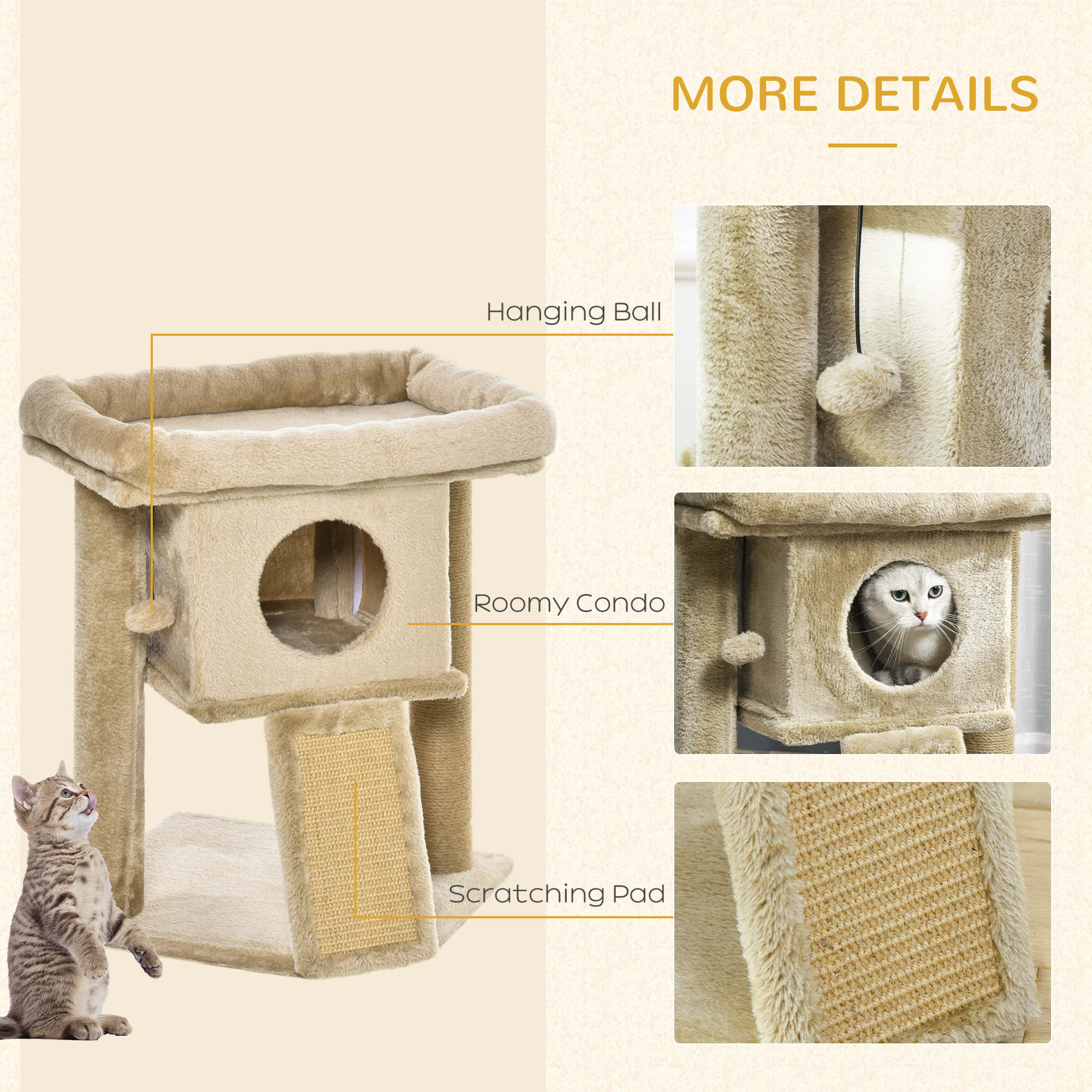 PawHut Cat Tree Tower With Jute Scratching Pad PawHut Cat Tree Tower With Jute Scratching Pad