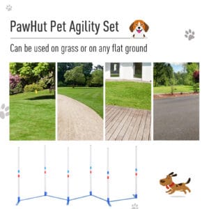 Pawhut Dog Weave Pole Set Agility Kit