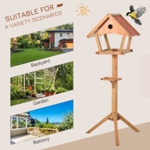 Pawhut Wooden Bird Feeder Stand