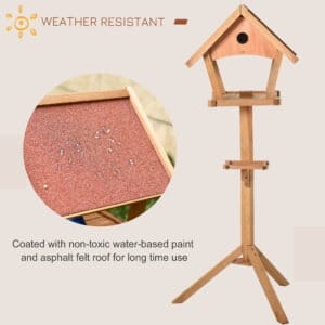 Pawhut Wooden Bird Feeder Stand