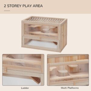 PawHut Hamster Cage Mice Rodents Wooden PawHut Hamster Cage Mice Rodents Wooden