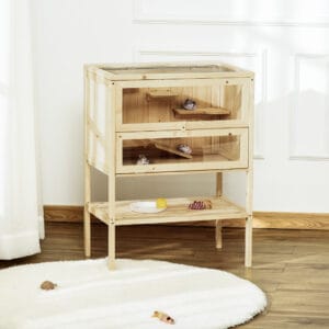 Pawhut Hamster Cage 3-Tier Fir Wood