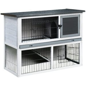 Pawhut Rabbit Hutch & Run w/ Removable Tray