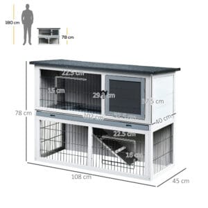 Pawhut Rabbit Hutch & Run w/ Removable Tray