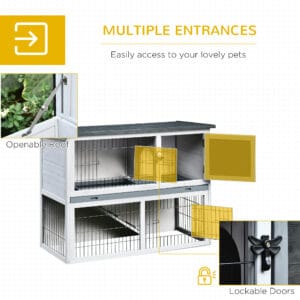 Pawhut Rabbit Hutch & Run w/ Removable Tray