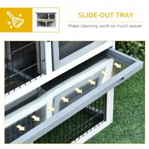 Pawhut Rabbit Hutch & Run w/ Removable Tray