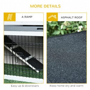 Pawhut Rabbit Hutch & Run w/ Removable Tray