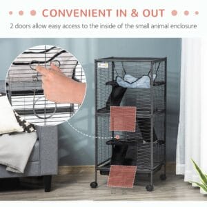 Pawhut Small Animal Cage w/ Platform Ramp