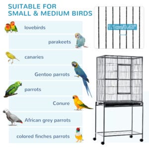 Pawhut Rolling Bird Cage w/ Stand