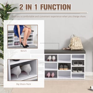 HOMCOM Shoe Storage Bench PU Leather HOMCOM Shoe Storage Bench PU Leather