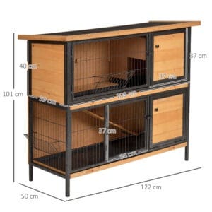 Pawhut Wooden & Metal Rabbit Hutch With Tray Pawhut Wooden & Metal Rabbit Hutch With Tray