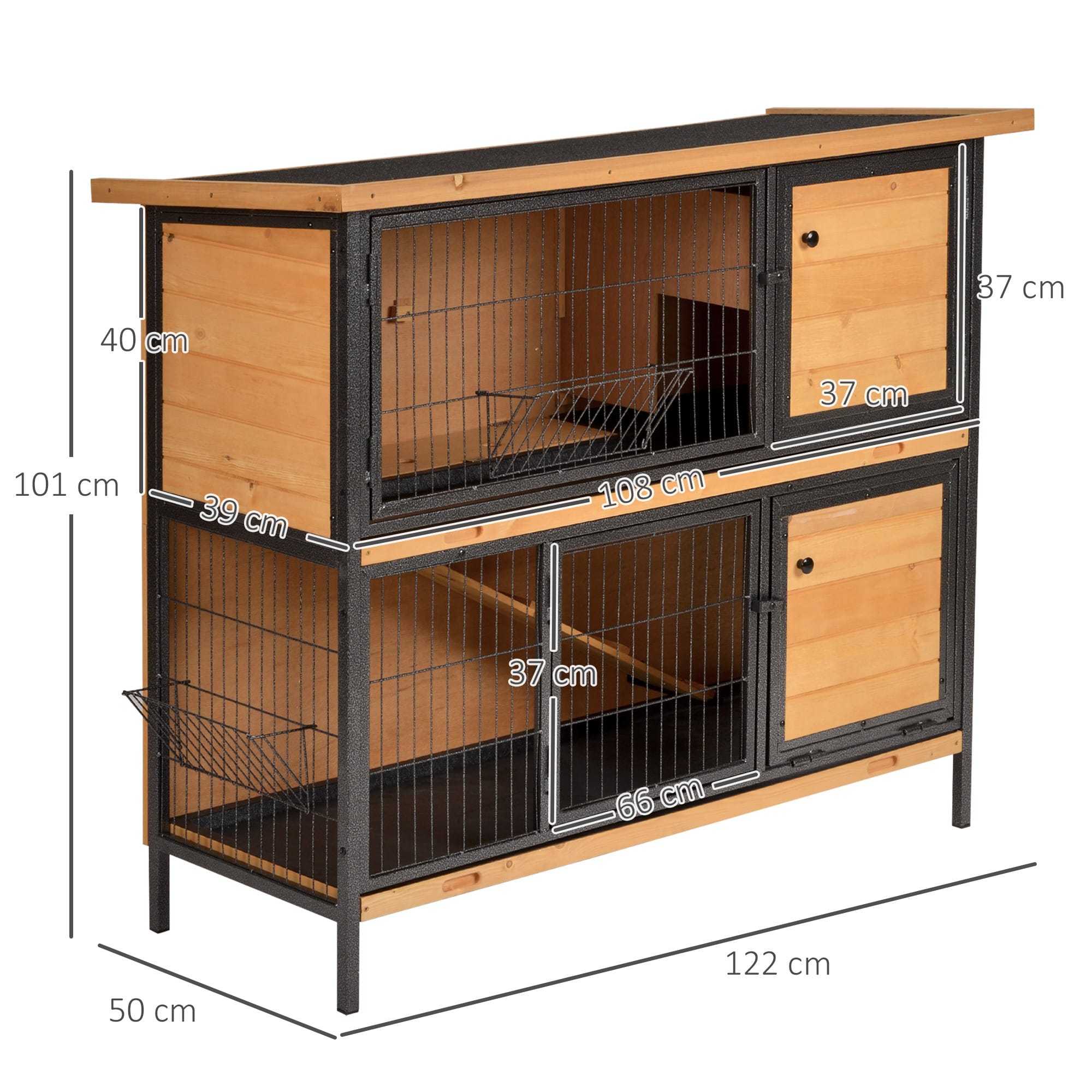 Pawhut Wooden & Metal Rabbit Hutch With Tray Pawhut Wooden & Metal Rabbit Hutch With Tray